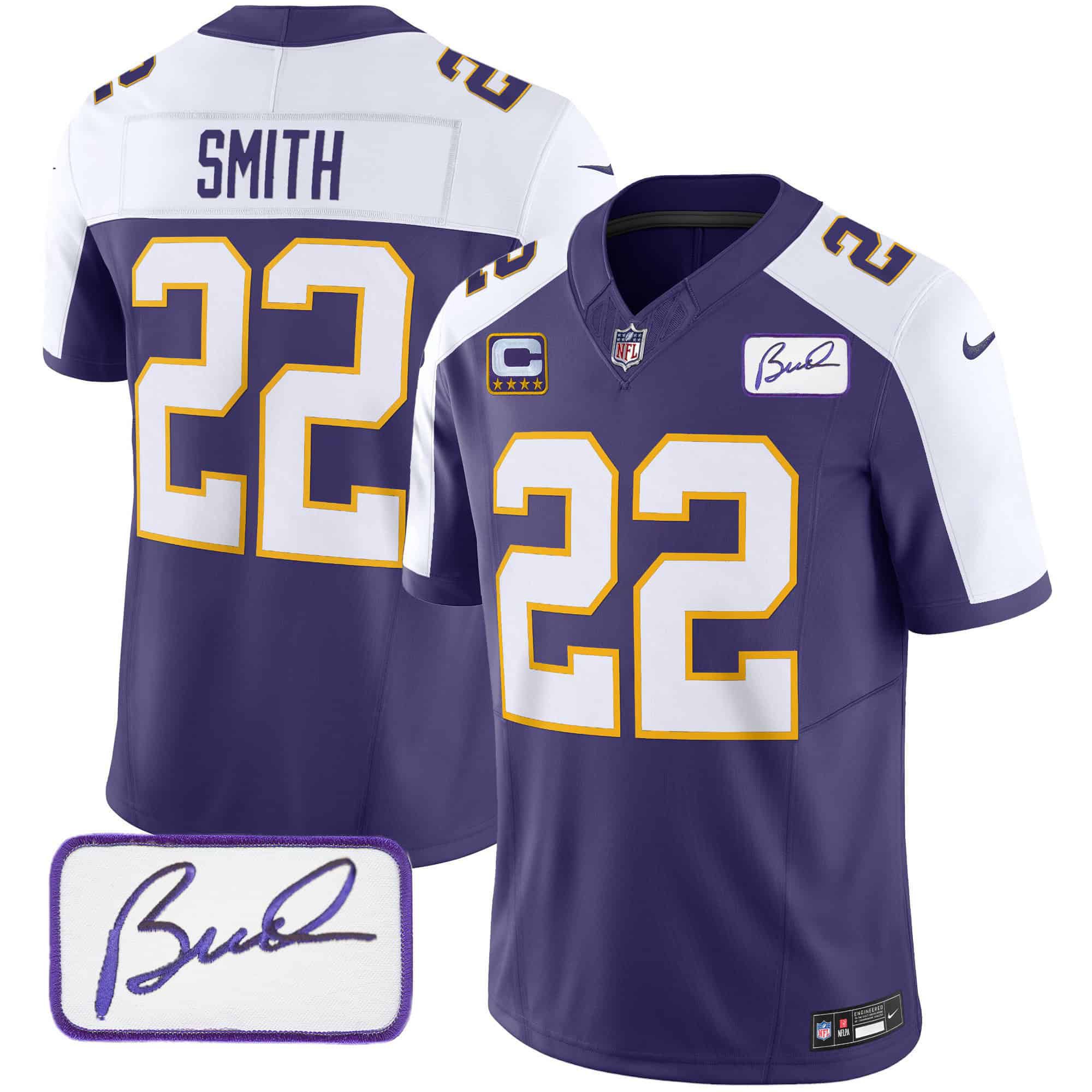 Men Minnesota Vikings #22 Smith Purple 2024 Nike Bud Grant Patch Classic Limited NFL Jersey->indianapolis colts->NFL Jersey